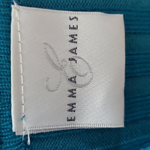 Emma James Teal Cowl Neck Short Sleeve Sweater Cable Knit Stretch Medium - Picture 3 of 5